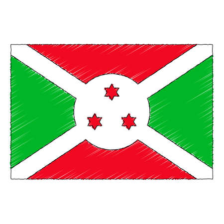 Hand drawn sketch flag of Burundi. doodle style vector iconのイラスト素材