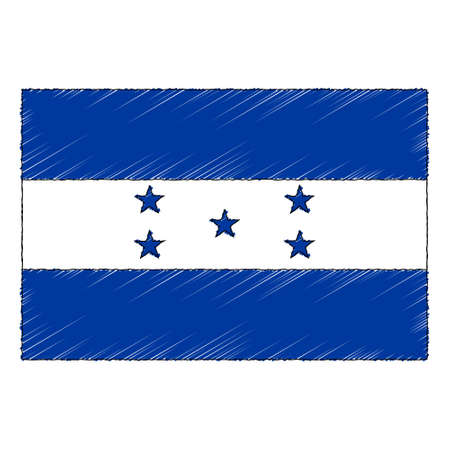 Hand drawn sketch flag of Honduras. doodle style vector iconのイラスト素材