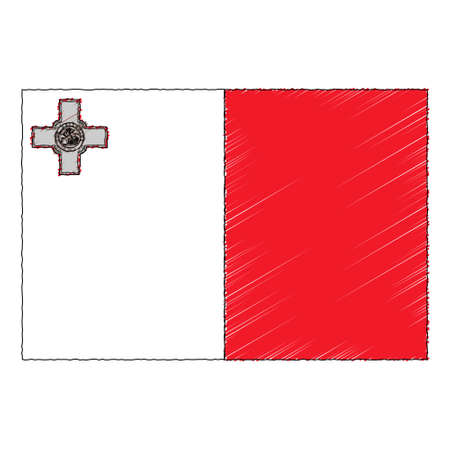 Hand drawn sketch flag of Malta. doodle style vector iconのイラスト素材