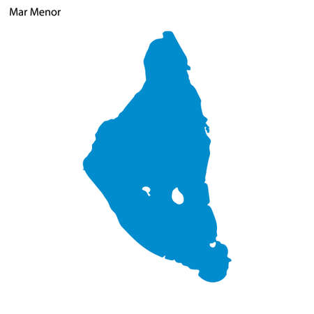 Blue outline map of Mar Menor Lake, Isolated vector siilhouette on white backgroundのイラスト素材