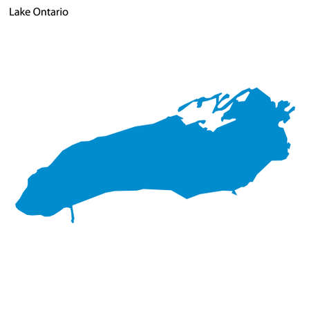 Blue outline map of Ontario Lake, Isolated vector siilhouette on white backgroundのイラスト素材