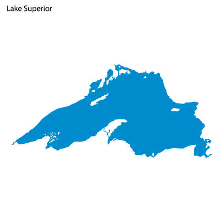 Blue outline map of Superior Lake, Isolated vector siilhouette on white backgroundのイラスト素材