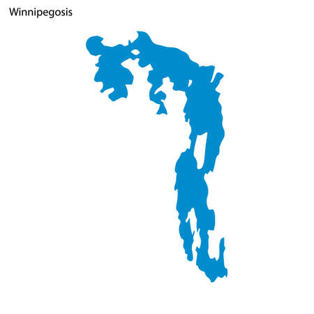Blue outline map of Winnipegosis Lake, Isolated vector siilhouette on white backgroundのイラスト素材