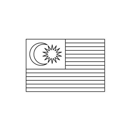 Black outline flag of Malaysia. thin line vector iconのイラスト素材