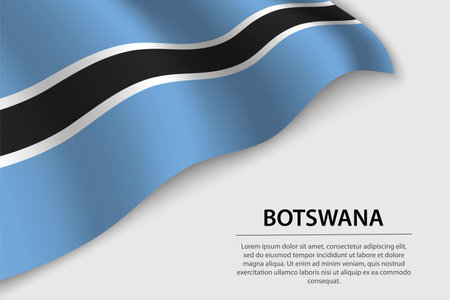 Wave flag of Botswana on white background. Banner or ribbon vector template for independence dayのイラスト素材