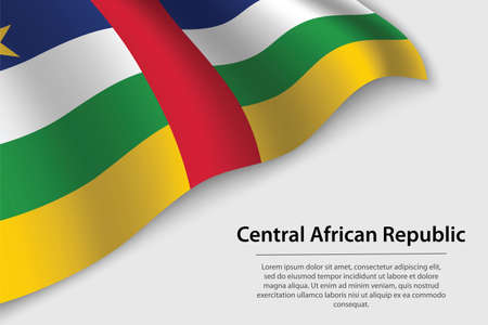 Wave flag of Central African Republic on white background. Banner or ribbon vector template for independence dayのイラスト素材