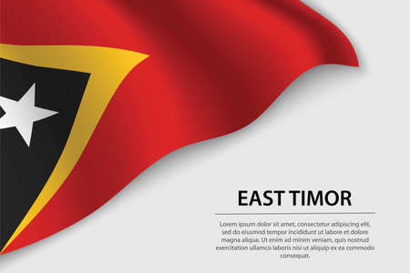 Wave flag of East Timor on white background. Banner or ribbon vector template for independence dayのイラスト素材