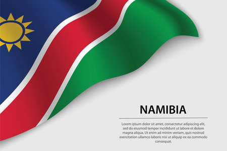 Wave flag of Namibia on white background. Banner or ribbon vector template for independence dayのイラスト素材