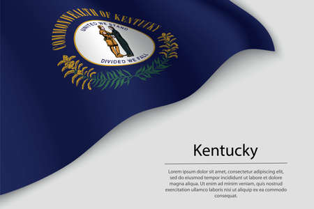 Wave flag of Kentucky is a state of United States. banner or ribbon vector templateのイラスト素材