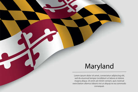 Wave flag of Maryland is a state of United States. banner or ribbon vector templateのイラスト素材