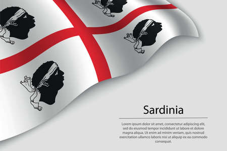Wave flag of Sardinia is a region of Italy. banner or ribbon vector templateのイラスト素材