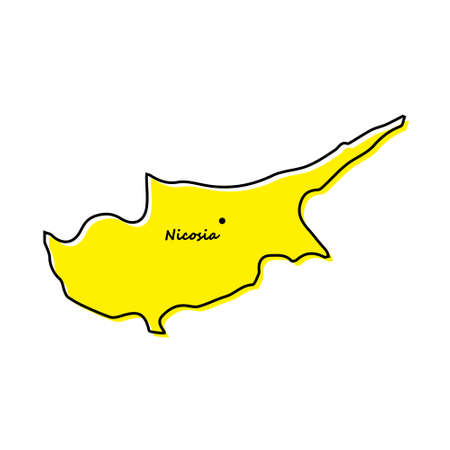 Simple outline map of Cyprus with capital location. Stylized minimal line designのイラスト素材