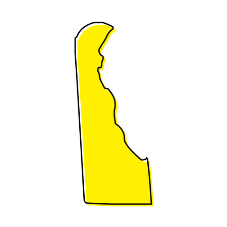 Simple outline map of Delaware is a state of United States. Stylized minimal line designのイラスト素材