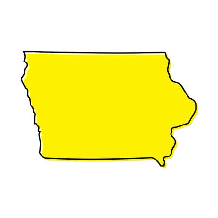 Simple outline map of Iowa is a state of the United States. Stylized minimal line designのイラスト素材