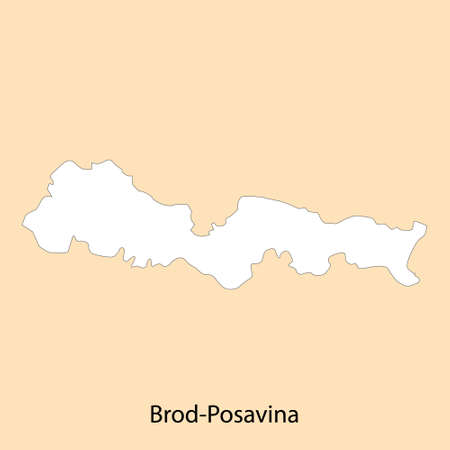 High Quality map of Brod-Posavina is a region of Croatia, with borders of the districtsのイラスト素材