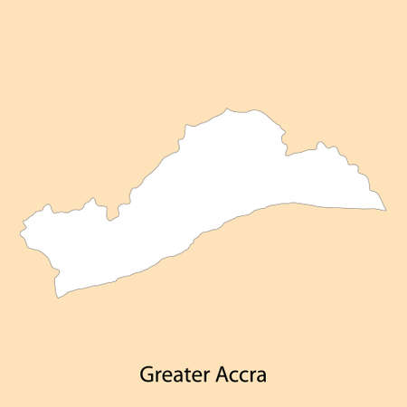 High Quality map of Greater Accra is a region of Ghana, with borders of the districtsのイラスト素材