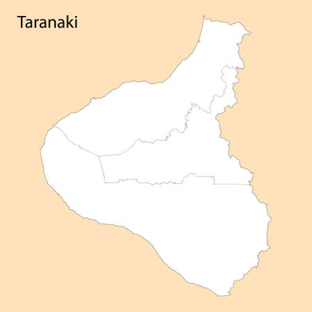 High Quality map of Taranaki is a region of New Zealand, with borders of the districtsのイラスト素材