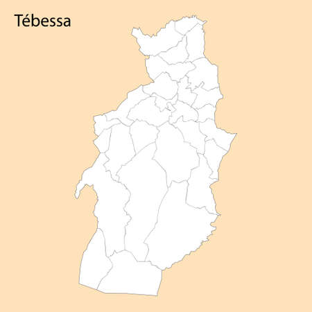 High Quality map of Tebessa is a province of Algeria, with borders of the districtsのイラスト素材