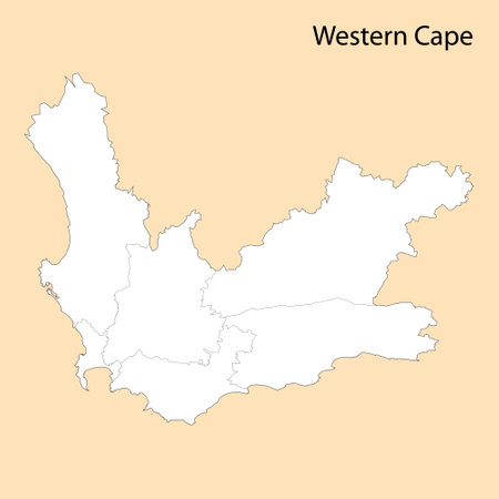 High Quality map of Western Cape is a region of South Africa, with borders of the districtsのイラスト素材