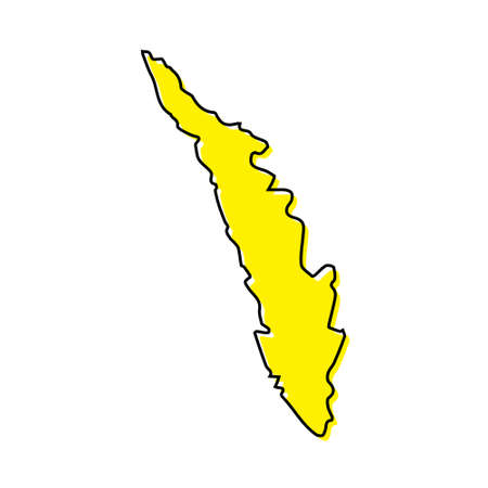 Simple outline map of Kerala is a state of India. Stylized minimal line designのイラスト素材