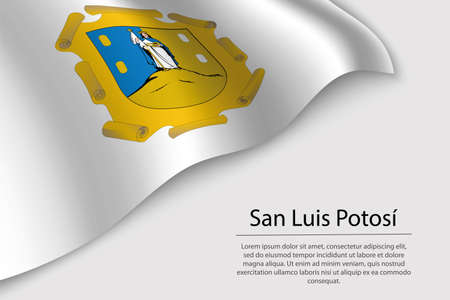 Wave flag of San Luis PotosÃ­ is a region of Mexico. Banner or ribbon vector templateのイラスト素材