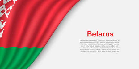 Wave flag of Belarus on white background. Banner or ribbon vector template for independence dayのイラスト素材