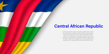 Wave flag of Central African Republic on white background. Banner or ribbon vector template for independence dayのイラスト素材