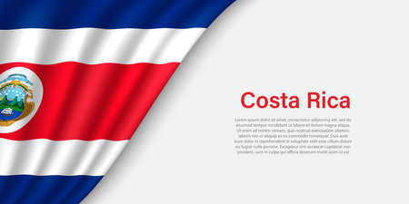 Wave flag of Costa Rica on white background. Banner or ribbon vector template for independence dayのイラスト素材