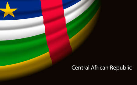Wave flag of Central African Republic on dark background. Banner or ribbon vector template for independence dayのイラスト素材