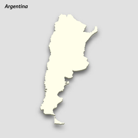 3d isometric map of Argentina isolated with shadow. paper card style vector illustrationのイラスト素材