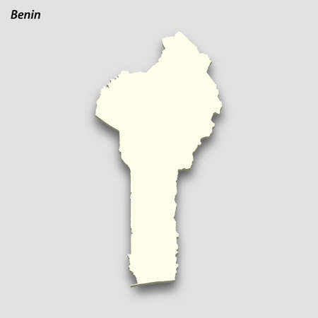 3d isometric map of Benin isolated with shadow. paper card style vector illustrationのイラスト素材