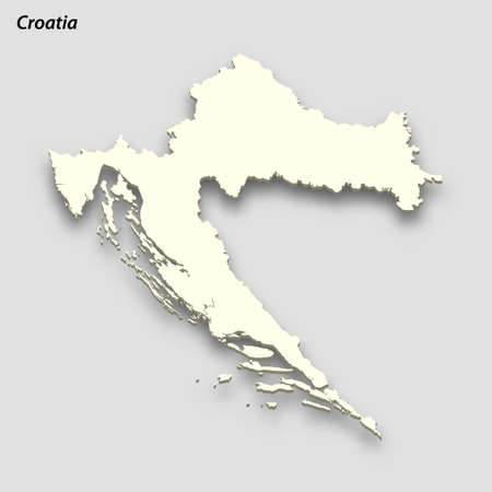 3d isometric map of Croatia isolated with shadow. paper card style vector illustrationのイラスト素材