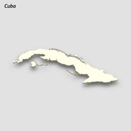 3d isometric map of Cuba isolated with shadow. paper card style vector illustrationのイラスト素材