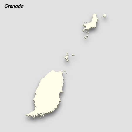 3d isometric map of Grenada isolated with shadow. paper card style vector illustrationのイラスト素材
