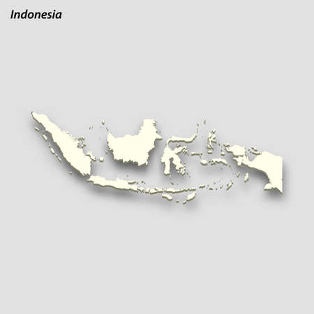 3d isometric map of Indonesia isolated with shadow. paper card style vector illustrationのイラスト素材