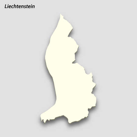 3d isometric map of Liechtenstein isolated with shadow. paper card style vector illustrationのイラスト素材
