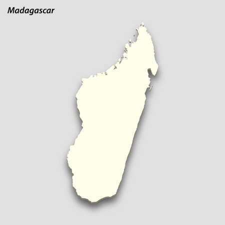 3d isometric map of Madagascar isolated with shadow. paper card style vector illustrationのイラスト素材