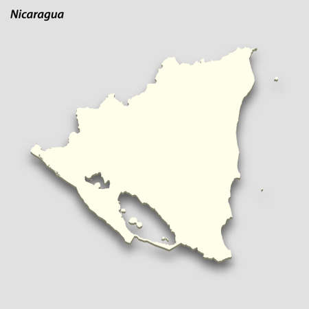 3d isometric map of Nicaragua isolated with shadow. paper card style vector illustrationのイラスト素材