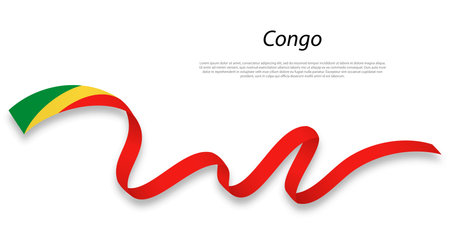 Waving ribbon or banner with flag of Congo. Template for independence day poster designのイラスト素材