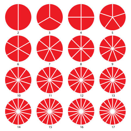 Set of round graphic pie charts icons. Segment of circle infographic collectionのイラスト素材
