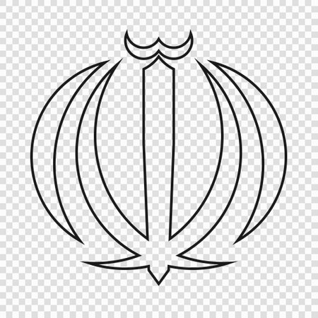 Thin line emblem of Iran. national symbol on transparent backgroundのイラスト素材