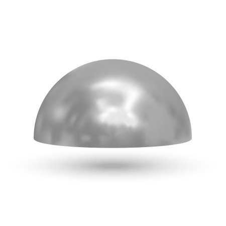 3d metal half of ball, silver hemisphereのイラスト素材