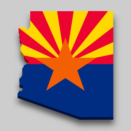 3d isometric Map of Arizona is a state of United States with national flagのイラスト素材