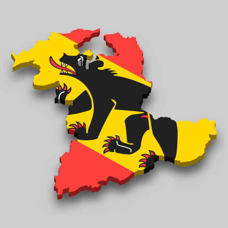 3d isometric Map of Bern is a region of Switzerland with national flagのイラスト素材