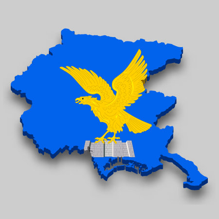 3d isometric Map of Friuli-Venezia Giulia is a region of Italy with national flagの写真素材