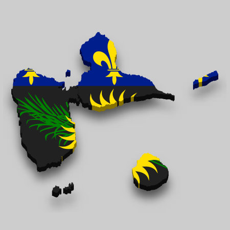 3d isometric Map of Guadeloupe is a region of France with national flagのイラスト素材
