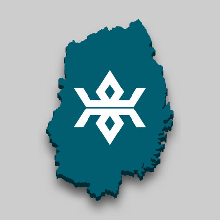 3d isometric Map of Iwate is a prefecture of Japan with national flagのイラスト素材