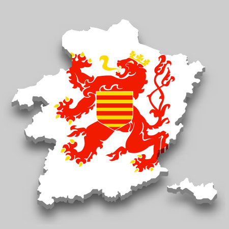 3d isometric Map of Limburg is a region of Belgium with national flagのイラスト素材