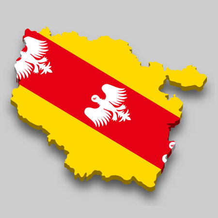 3d isometric Map of Lorraine is a region of France with national flagのイラスト素材