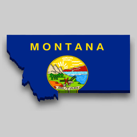 3d isometric Map of Montana is a state of United States with national flagの写真素材